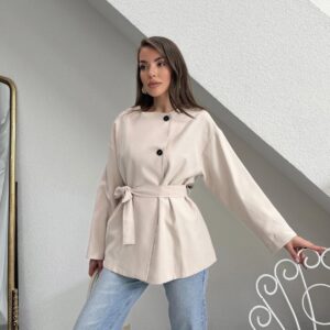 Kadın Regular Fit Bisiklet Yaka Kemer Detaylı Trençkot