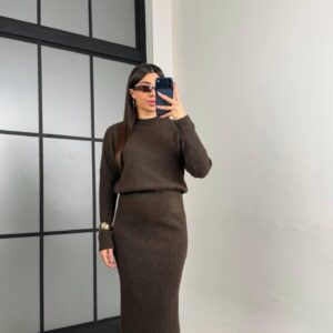 Kadın Takım Görünümlü Yumoş Triko Elbise